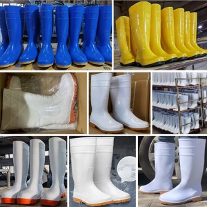 Białe, wodoodporne buty robocze z PVC, przeznaczone do kontaktu z żywnością i higieną