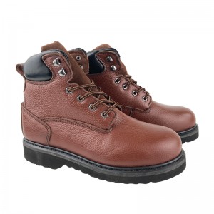 6 Inch Brown Goodyear Safety Shoes with Steel Toe and plate