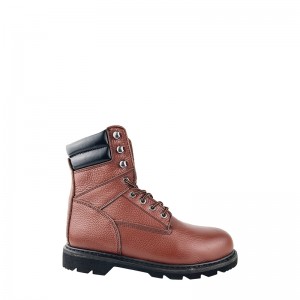 Brown Goodyear Welt Safety Leather Shoes ak zòtèy Steel ak Midsole