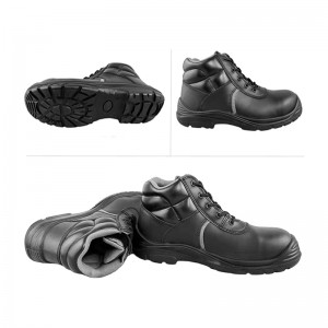S1P 6 inch Classic PU-sole Injection Black Leather Steel Toe Work Boots