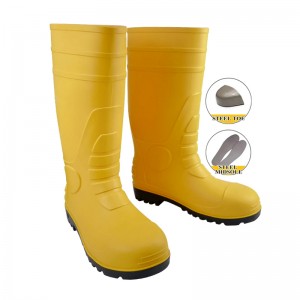 Top Cut Steel Toe Cap PVC անձրեւային կոշիկներ Botas De Lluvia