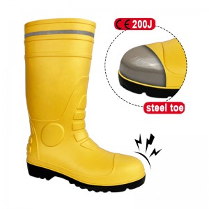 Reflektif Top Cut PVC Safety Rain Boots Botas De Lluvia