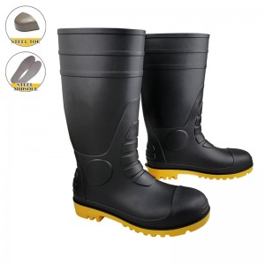 Black Wide Fit Chemical Resistant PVC Work Rain Boots