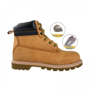 Yellow Goodyear Welt Safety Leather Shoes with Steel Toe and Midsole