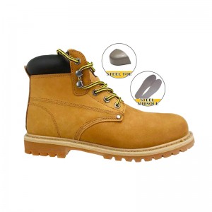 Yellow Nubuck Goodyear Welt Safety Leather Shoes with Steel Toe Cap