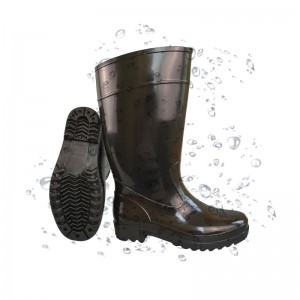 Skli- og kjemikaliebestandige svarte PVC regnstøvler for menn