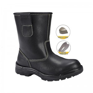 10 inch Oilfield Safety Leather Boots neSimbi Toe uye Midsole
