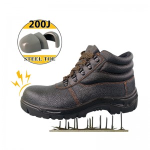 Ang uso nga Black S3 PU-sole Injection Safety Lace up nga Leather Shoes