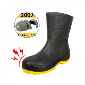 أحذية مطر آمنة من مادة PVC خفيفة الوزن وقصيرة مع مقدمة فولاذية ونعل أوسط