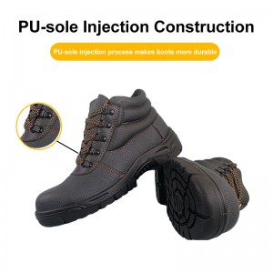 Zapatos de cuero con cordones de seguridad de inyección con suela de PU S3 negros de moda