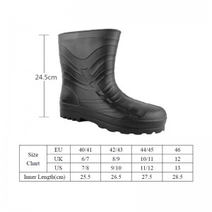Mens Black Rain boots tungkak Waterproof Wide Width Boots