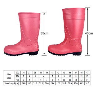 Lady Pink Farming պողպատե գլխարկ PVC ջրային կոշիկներ