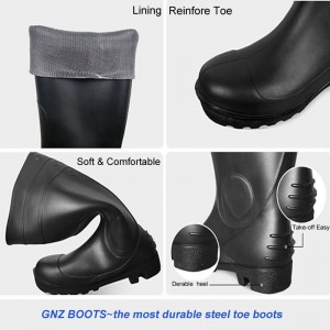 CSA сертифицирани PVC предпазни ботуши за дъжд със стоманени пръсти и междинна подметка