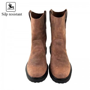 Cowboy Brown Crazy-horse Cow Leather Working Boots for Men