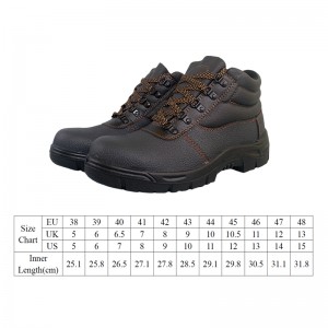 Fashionable Black S3 PU-sole Injection Safety Lace up Leather Shoes