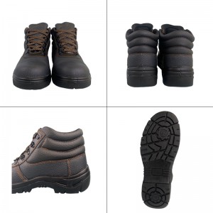 ခေတ်ဆန်သော Black S3 PU-sole Injection Safety Lace up Leather ဖိနပ်
