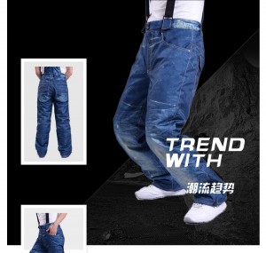 Grossist varma vindtäta jeans skidbyxor Overall med haklapp för män kvinnor
