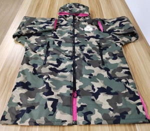 recycled navy waterproof poncho robe warm jacket changing robe sherpa fleece surf coat
