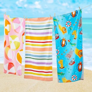 Custom quick dry Microfiber suede beach towel with logo digital printing sand free
