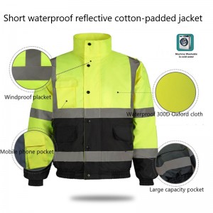 Waterproof high visibility reflective jacket safety work coat men winter hooded
