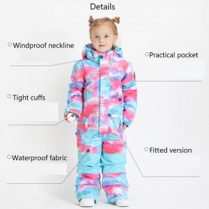 Impermeable Fashion Kids One-piece Snowsuit Winter children Ski Suit Per l'invernu di u zitellu