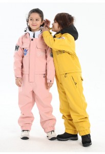 Custom one piece kids ski suit boys girls warm waterproof snow suit outdoor sport ski wear for kids