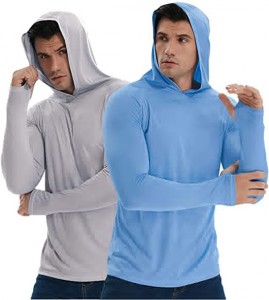 Men’s rash guard UPF 50+ sun protection lightweight hoodie long sleeve