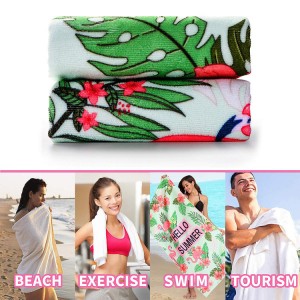 Custom Logo Quick Dry Microfiber Terry printing beach towel