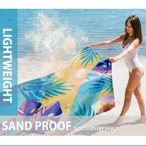Beach Towel Sandproof le baga mogal so-ghiùlain airson campachadh siubhail cuirm-chnuic