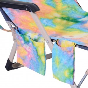Colorful microfiber large lounger beach towels with pocket chair cover