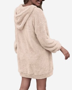 Pallto Fuzzy Fleece me kapuç Veshje të sipërme me përmasa të ngurta