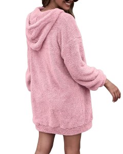 Hooded Fuzzy Fleece Coat Solid Oversized Outerwear