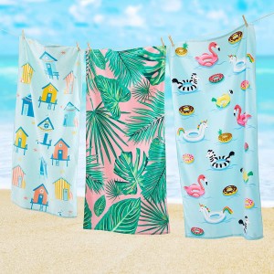 Custom quick dry Microfiber suede beach towel with logo digital printing sand free
