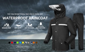 Sadepuku takki ja housupuku ulkokäyttöön All-Sport vedenpitävä hengittävä myrskynkestävä