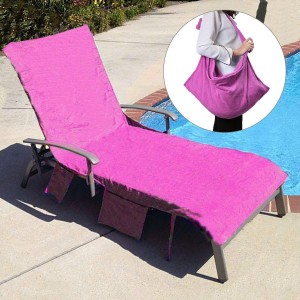 mikrofiber polyester hurtigtørkende strand lounge stol håndkle med lomme stol deksel for svømmebasseng