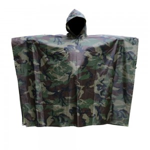 Hiking Camouflage Poncho Rain Coat Backpack Waterproof hooded