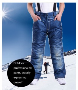 Оптом теплі вітрозахисні потовщені джинси лижні штани Комбінезон з нагрудником для чоловіків і жінок