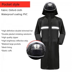 Hooded Safety Long Rain Poncho Waterproof Hi Vis Reflective Raincoat Set