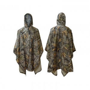 Hiking Camouflage Poncho Rain Coat Backpack Waterproof hooded
