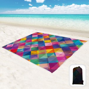 Beach Towel Sandproof with Portable Mesh Bag for Picnic Travel Camping