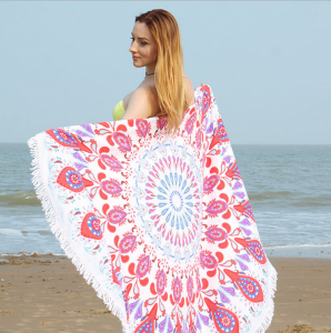 Oversize Round Beach Towel with Tassel Multi-Purpose Yoga