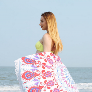 Oversize Round Beach Towel with Tassel Multi-Purpose Yoga