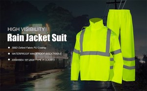 Hi Vis reflekterande regnjacka kostym och byxor för män Vattentät säkerhetsregnjacka regnjacka