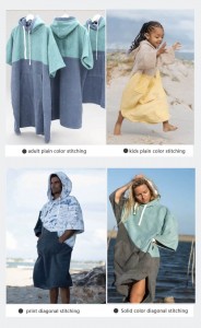 surf poncho changing towel robe with hood and front pocket