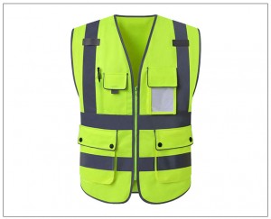 reflective safety vest with pockets and zipper hgh visibility construction vest