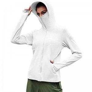 Women’s SPF 50+ Sun Protection Jacket Long Sleeve Hiking Outdoor Zip Up Hoodie Shirts with Pockets