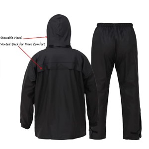 rain suit jacket na pantalon 100% hindi tinatablan ng tubig breathable na naka-tape na tahi 10000mm/3000gm YKK Zipper