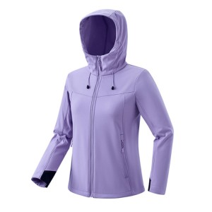 Women's Lightweight Softshell Jacket Fleece Lined Hooded Windbreaker para sa Running Hiking