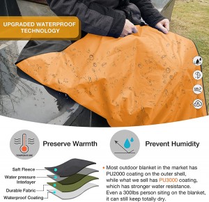 outdoor waterproof camping blanket large hooded stadium blankets with fleece