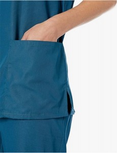 Conjunto feminino de esfoliação moderno com decote em V e calças com cordão de cintura média